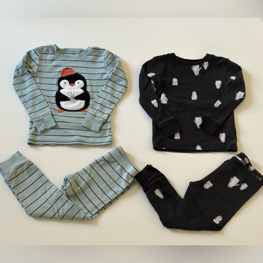 Carter's Penguin Pajama Set - Teal and Black Size 3T